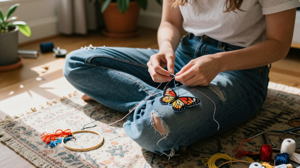 best embroidered butterfly jeans