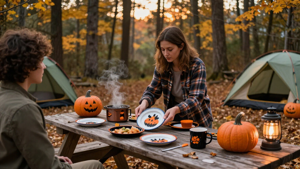 Halloween camping tableware