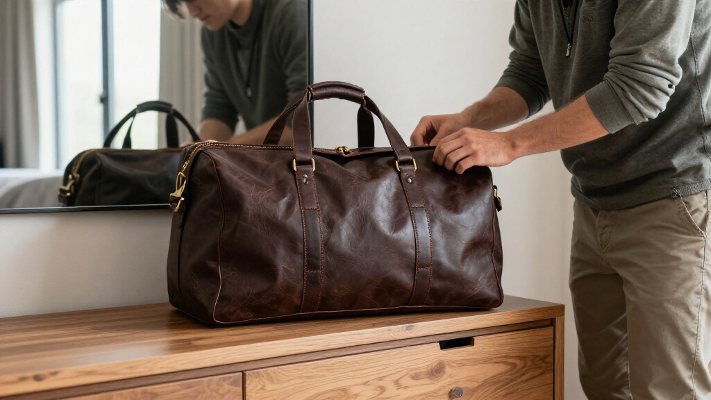 premium leather duffle bags for weekend trips