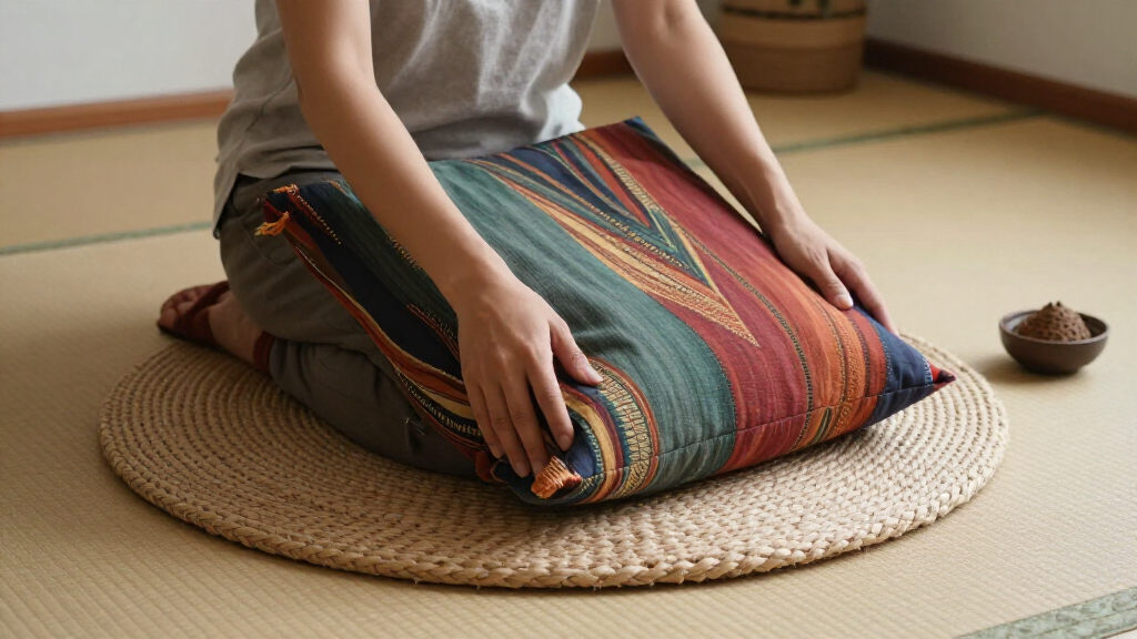 meditation cushions and floor mats