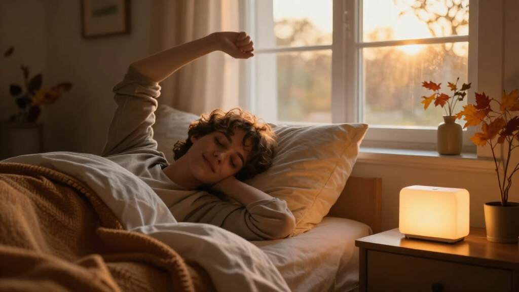 fall-themed wake-up light alarm clock