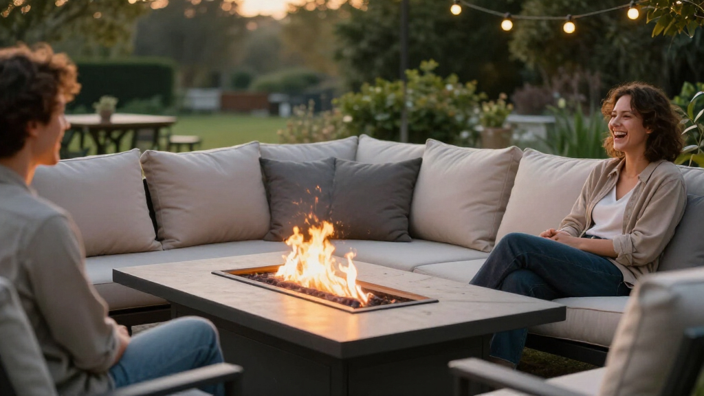 best outdoor sectional with fire table premium