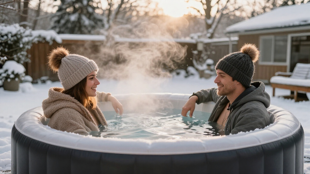 inflatable hot tub for cold weather use