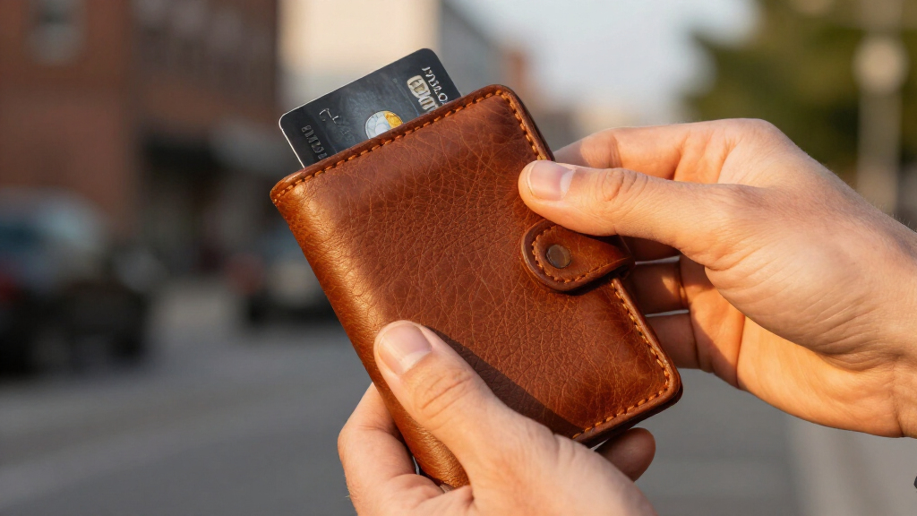 full grain leather front pocket wallets with quick card access