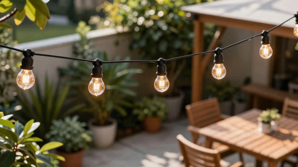 solar-powered outdoor string lights
