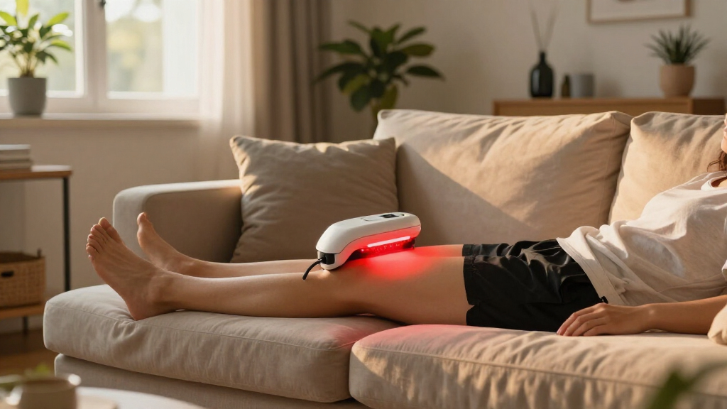 red light therapy device for recovery couch setup