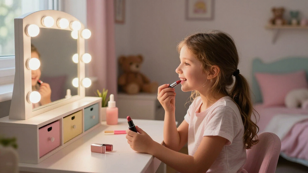 best kids vanity tables with storage and lights