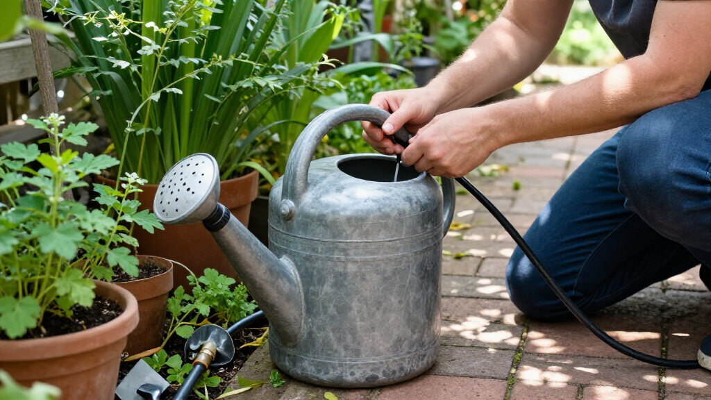 drip irrigation from harvested water from a water butt