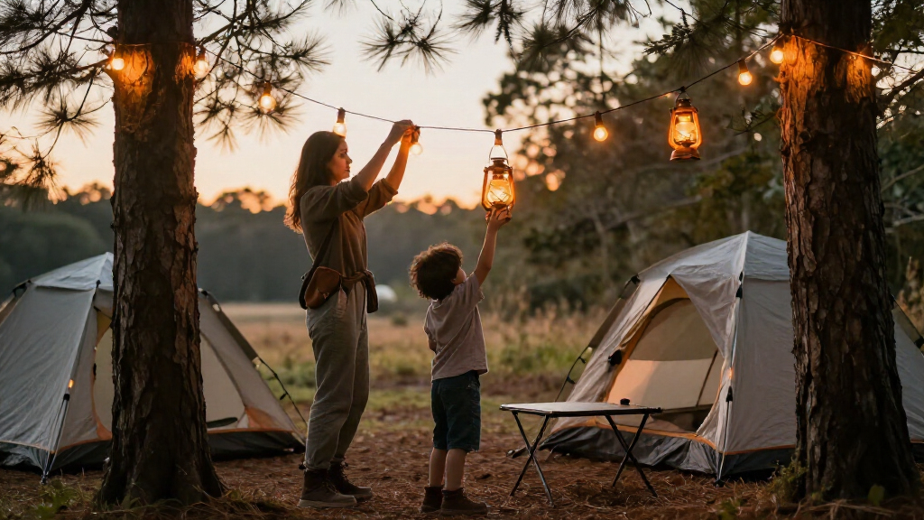 Halloween campsite string lights