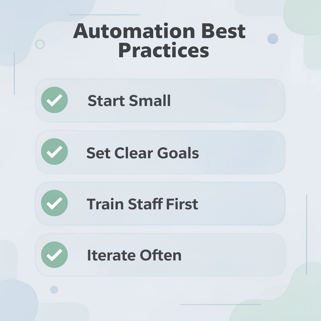 Checklist infographic showing five hospitality automation best practices
