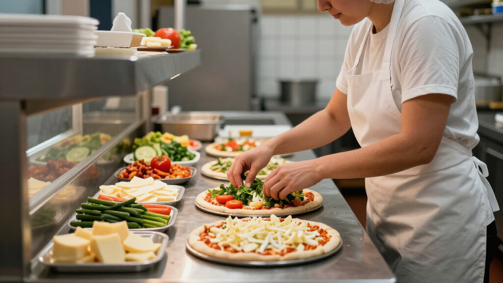 commercial refrigerated prep table for pizza toppings