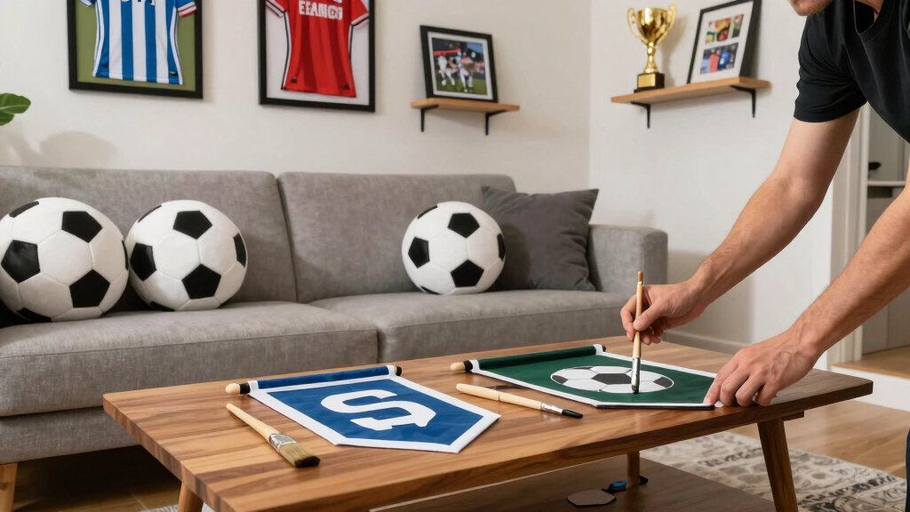 soccer-themed living room decor
