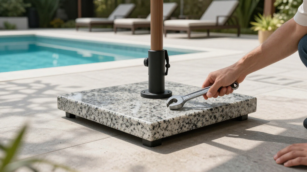 granite bases for cantilever umbrellas