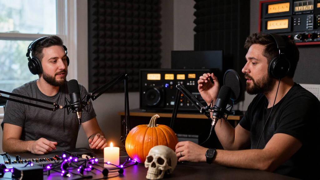 Halloween podcast microphones