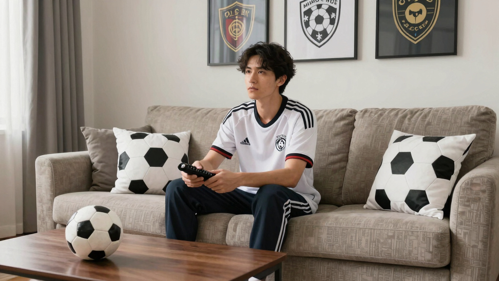 soccer-themed living room decor