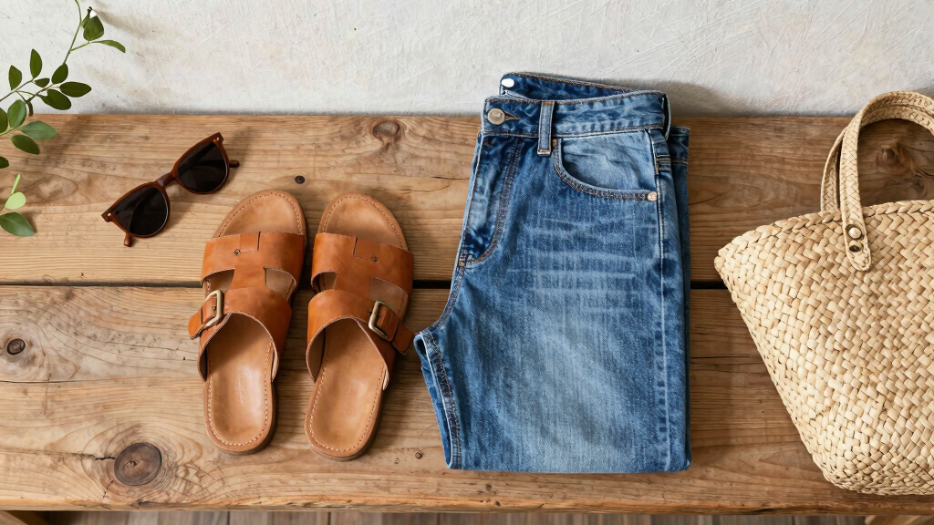 best straight-leg jeans and sandals