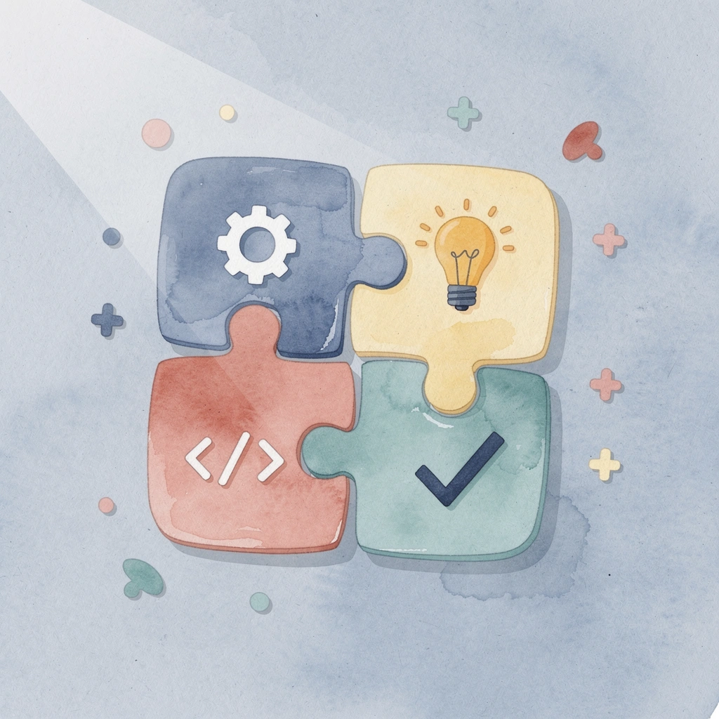 Puzzle pieces fitting together representing unified hotel procurement and payment processes