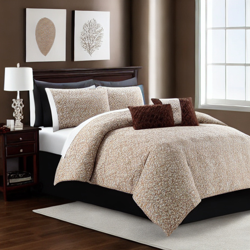 Sasttie King Size Comforter Set, 7-Piece Bed in a Bag, Pintuck Bedding Set for All Season, Includes Comforter, Flat Sheet, Fitted Sheet, Pillowcases and Pillowshams, Brown - Image 1