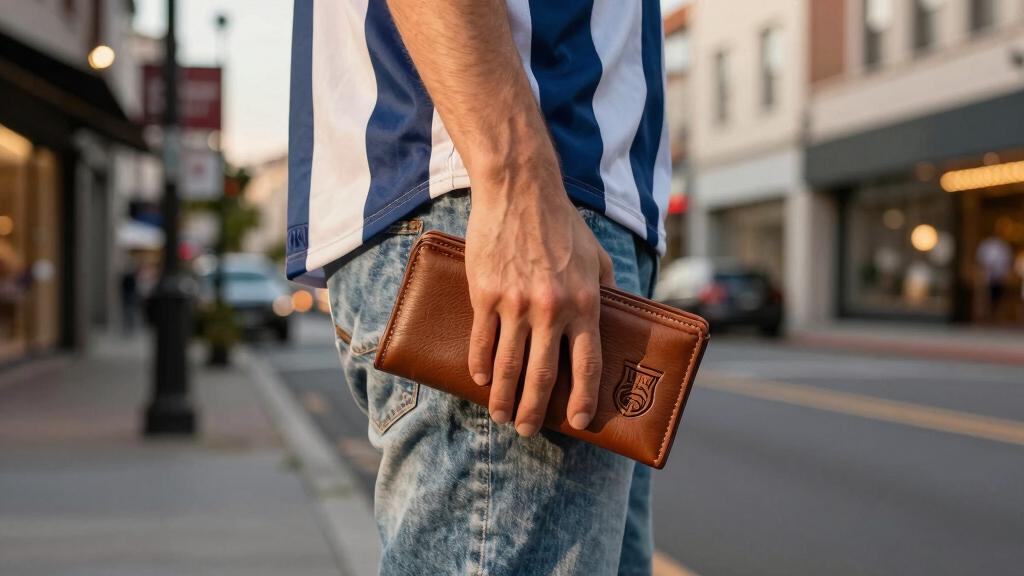 men's leather soccer fan wallets