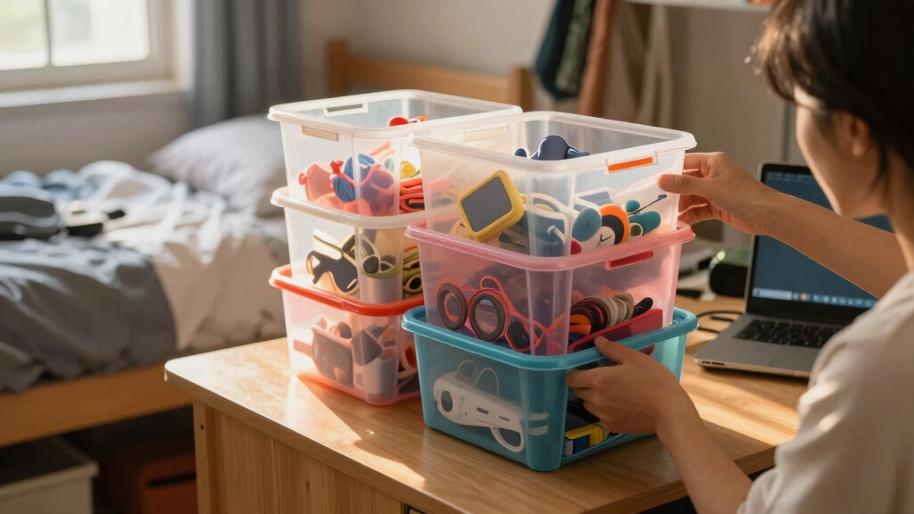 dorm room organization bins