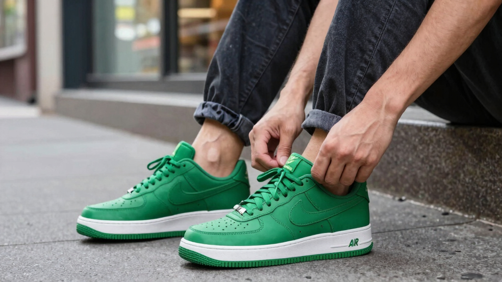 best green Nike Air Force 1 sneakers