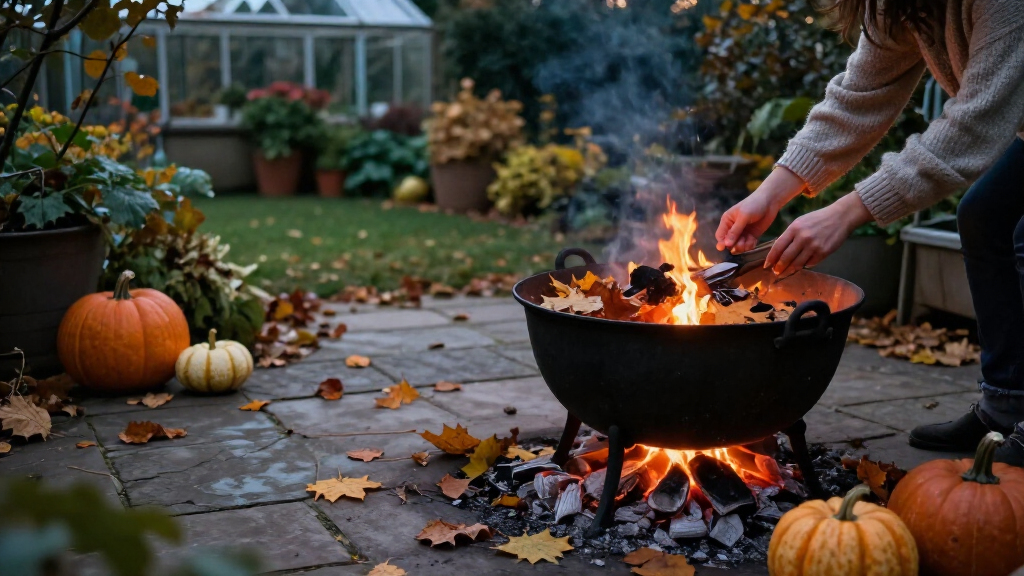 outdoor Halloween cauldrons