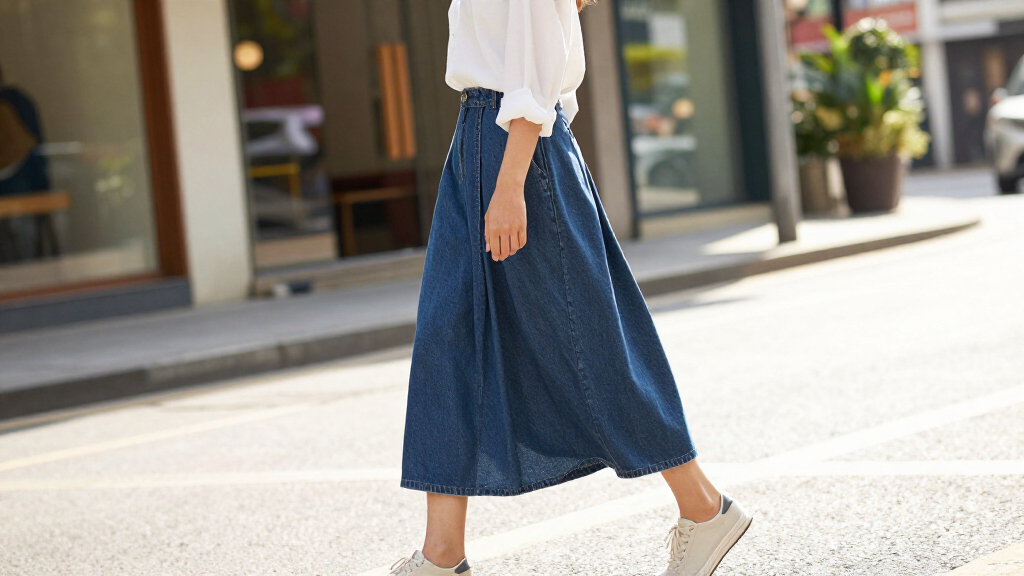best denim maxi skirts