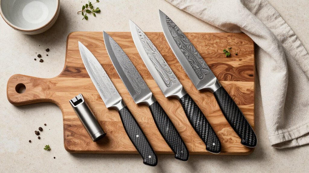 carbonsteel damascus knife sets