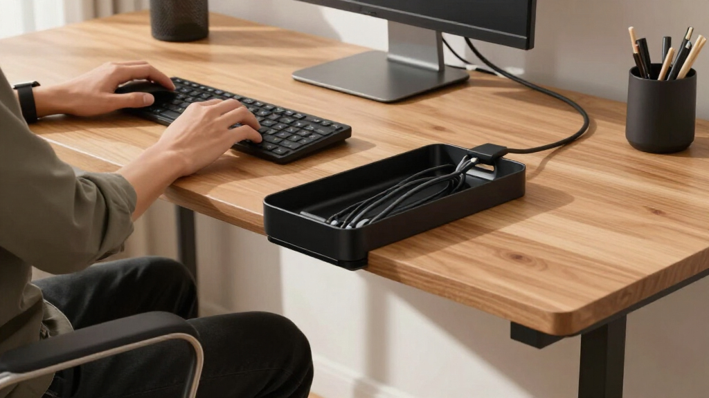 cable management tray under desk