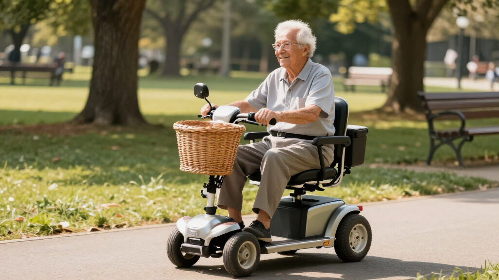 mobility scooter with large basket and storage