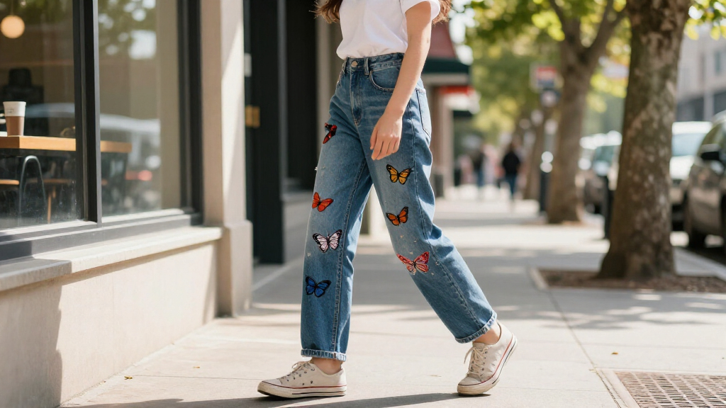 best embroidered butterfly jeans