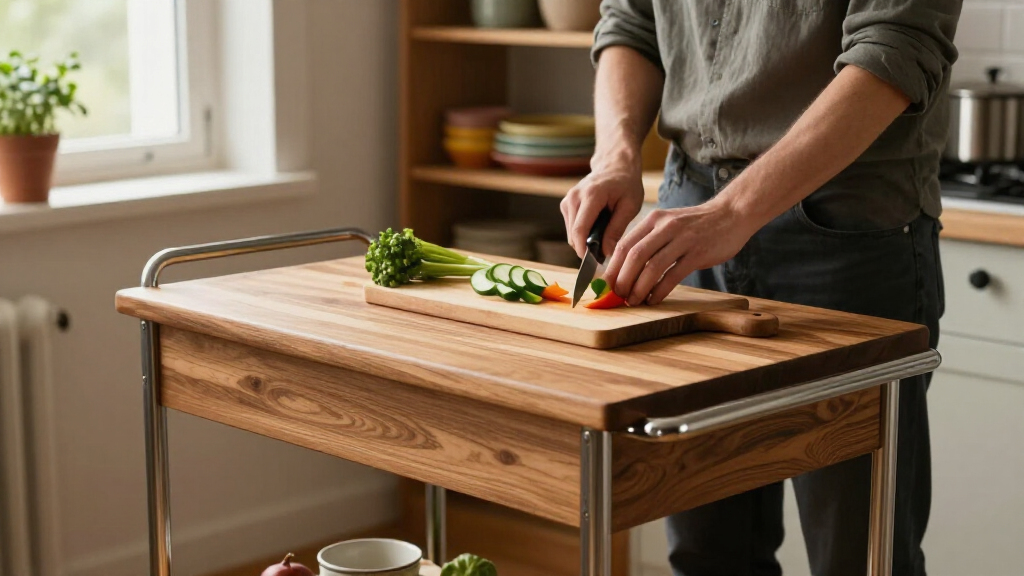 kitchen cart with butcher block top