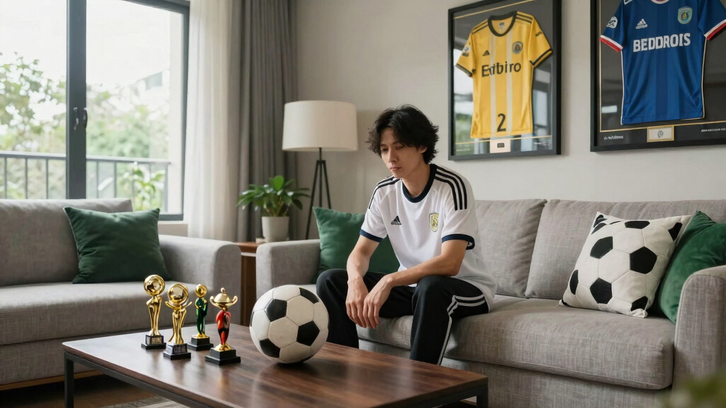 soccer-themed living room decor