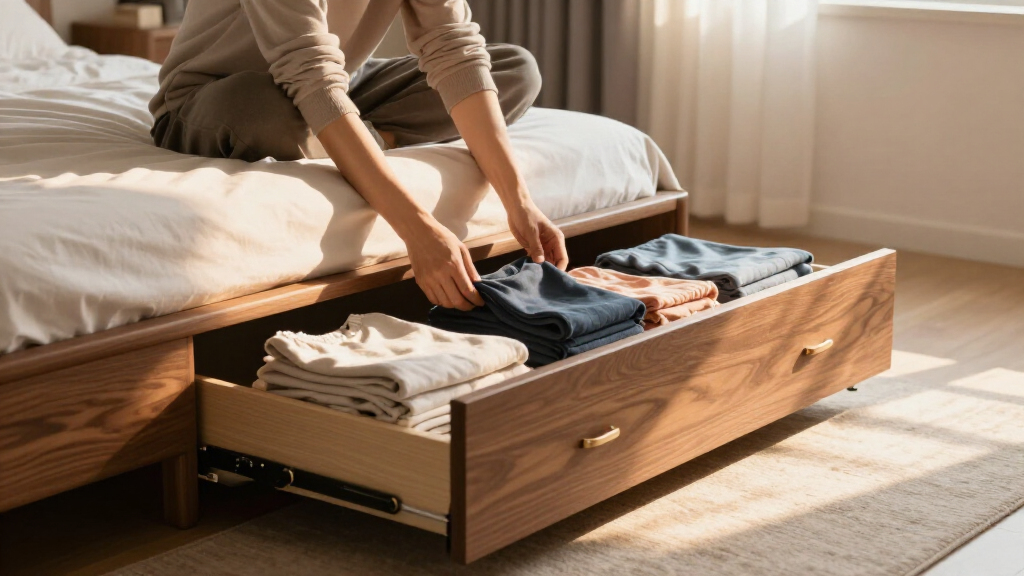 platform bed frame with storage drawers