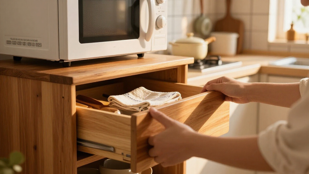microwave cart with drawers