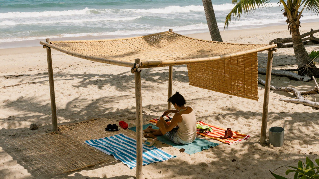 beach shade shelter for full day sun