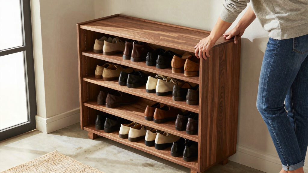 wooden shoe rack