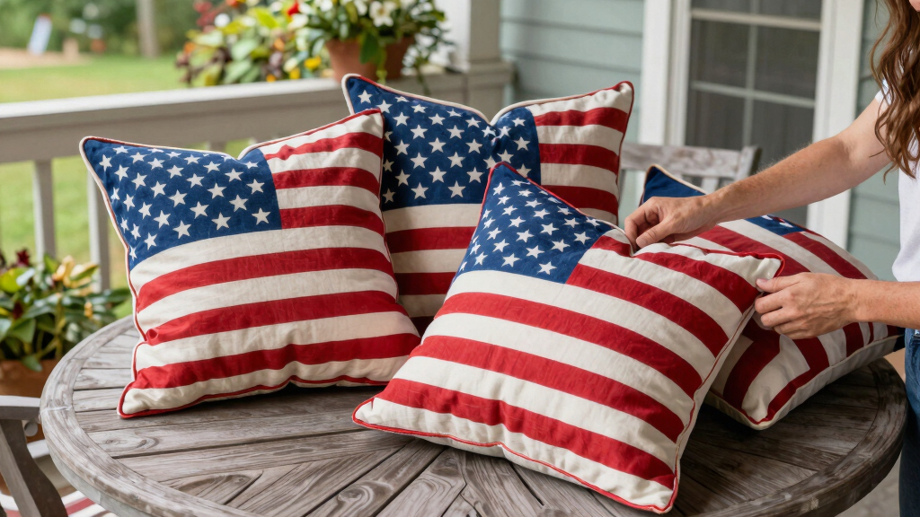 patriotic outdoor throw pillows