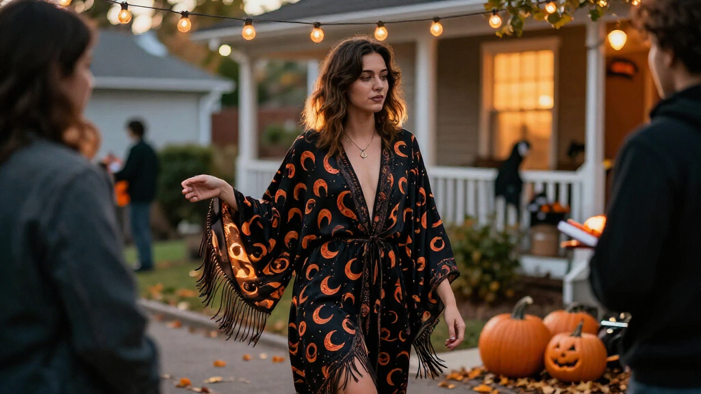 Halloween boho kimonos for women