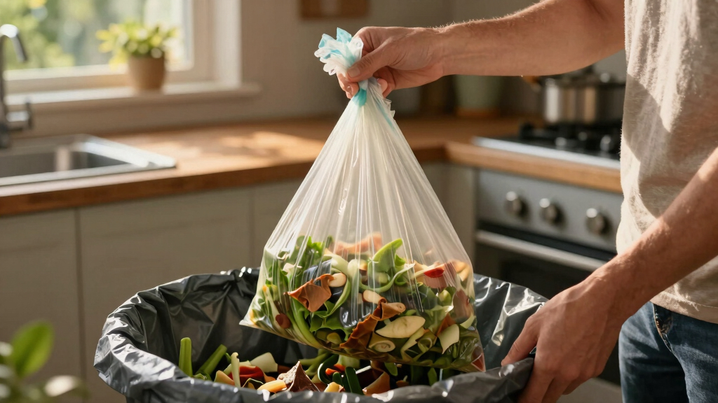 Compostable kitchen trash bags