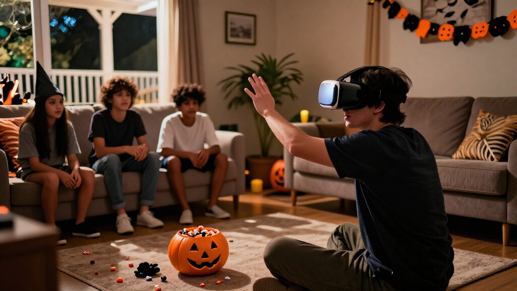 VR headset Halloween games