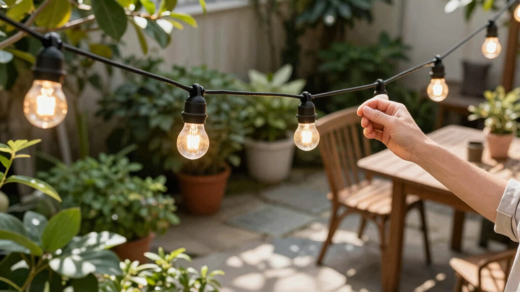 solar-powered outdoor string lights