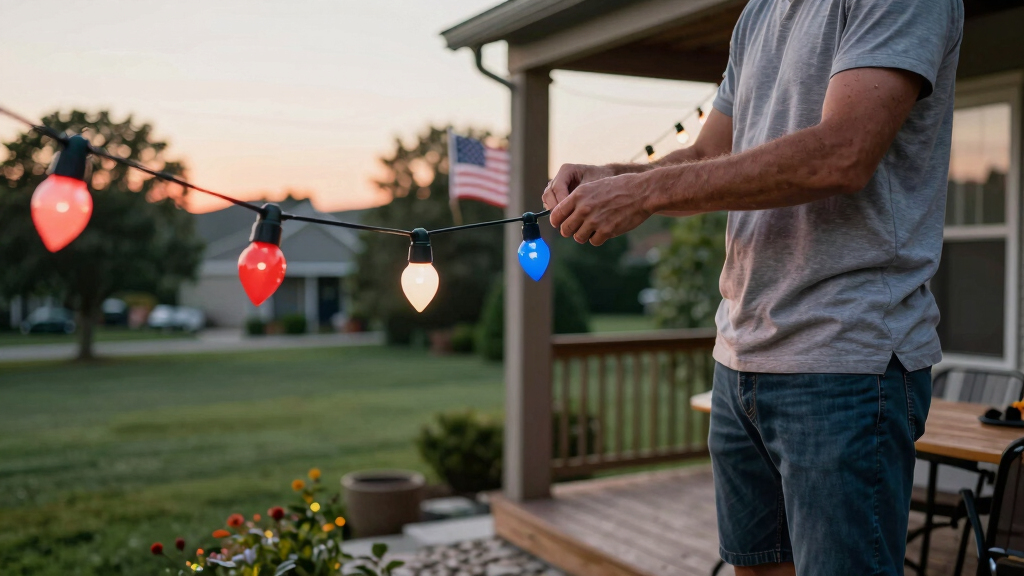 patriotic outdoor string lights