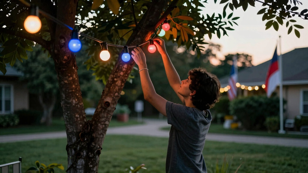 patriotic outdoor string lights