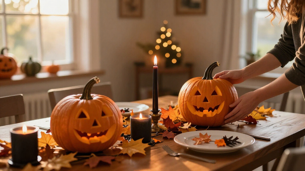 Halloween-themed table centerpieces