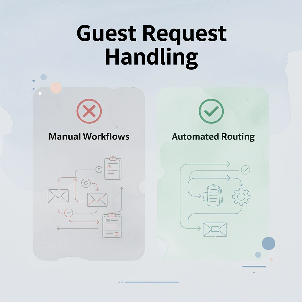 Before and after infographic comparing manual workflows to automated routing