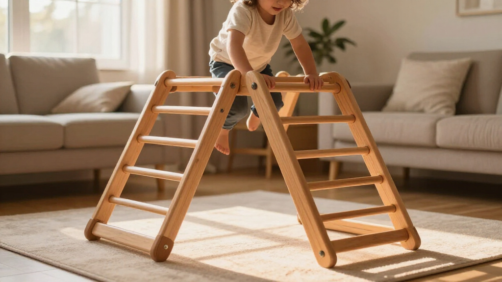 wooden climbing arch foldable for small spaces