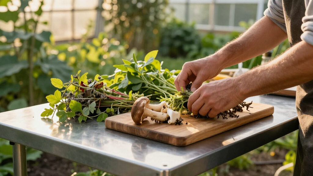 stainless steel prep table for wild food processing