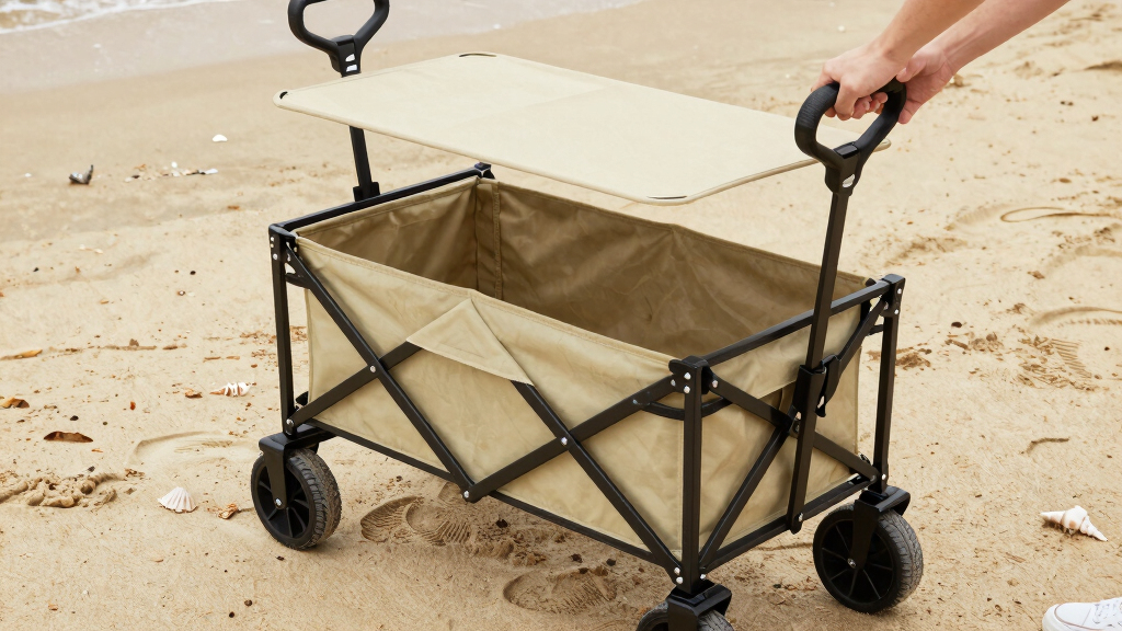 foldable wagons for beach with canopy premium