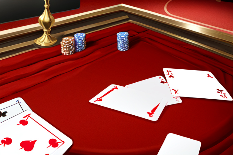 cards on a table beside a dealer podium